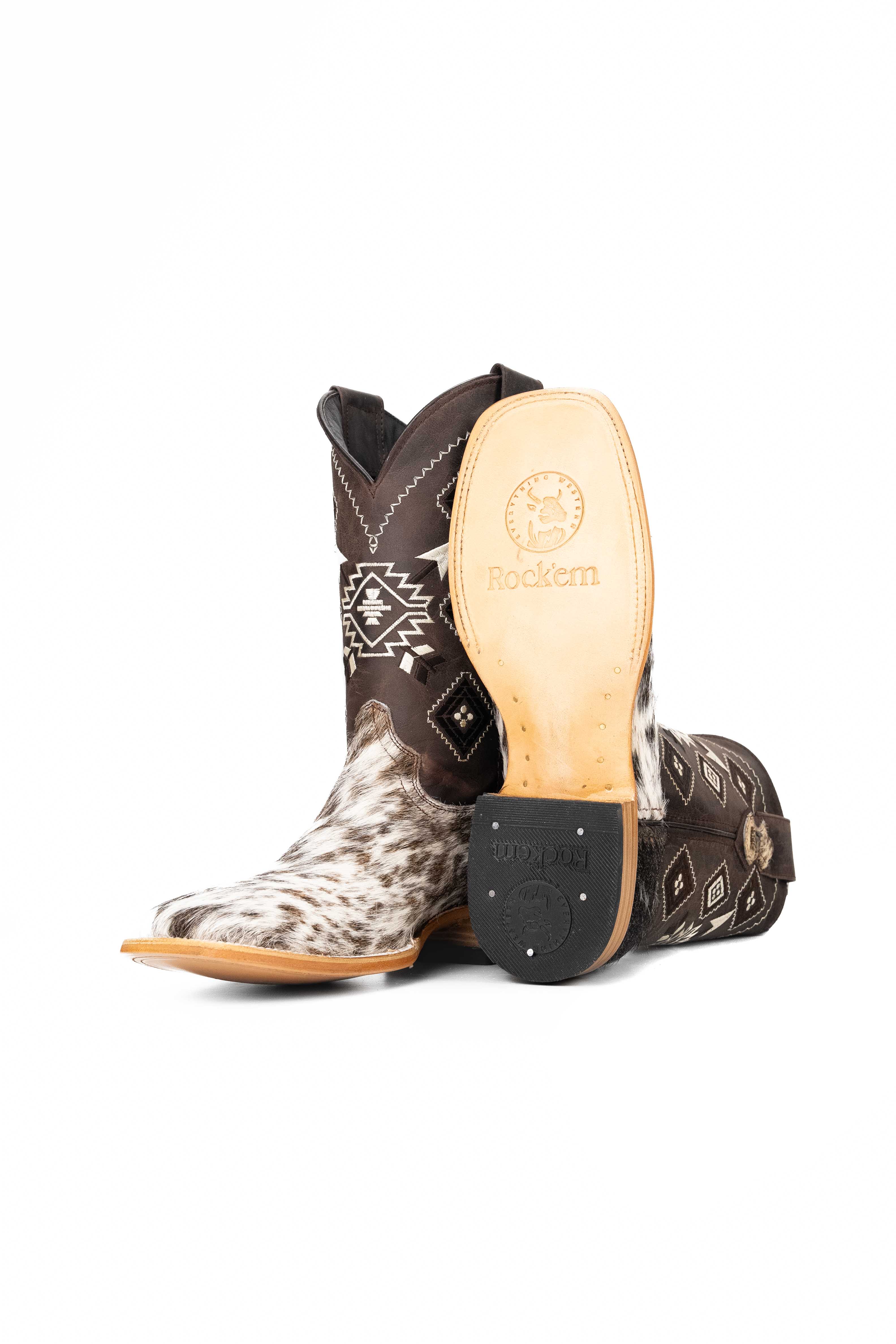 Authentic Men's Cowhide Square Toe Cowboy Boots - Size 8 (US) - Premium Quality Western Boots for Riding, Work & Outdoor Adventures