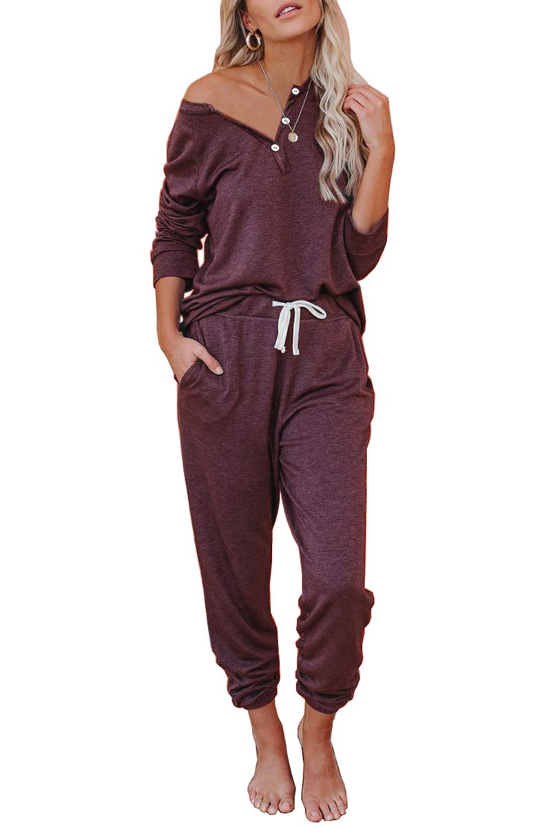 AUTOMET Women's 2-Piece Pajama Set - Cozy Fall Loungewear with Sweatpants & Top - Perfect for Sleepwear, Yoga, and Relaxing at Home