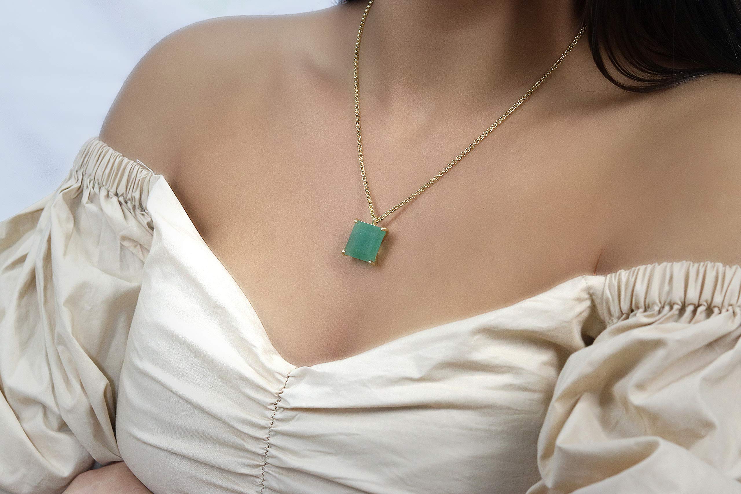 Natural Green Aventurine Necklace - Handmade Long Statement Necklace for Women - Artisan Crafted Layering Jewelry - Elegant Fashion Gift for Her - Perfect for Weddings, Parties & Everyday Wear