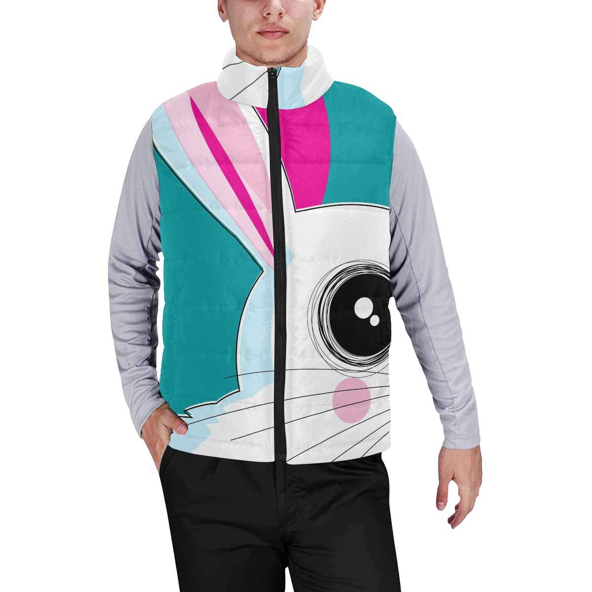 **InterestPrint Men's Winter Padded Vest Coat - Unicorn & Rainbow Dreamy Pattern, Warm Casual Outerwear for Outdoor Activities, Street Fashion**
