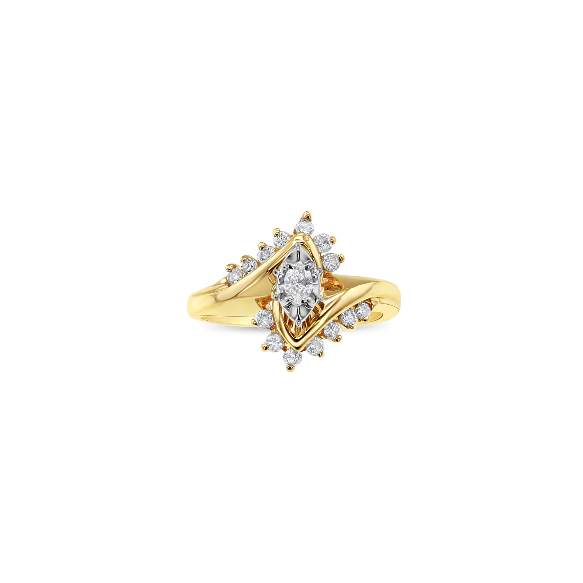 0.50 Carat Marquise Cut Diamond Bypass Engagement Ring - Elegant Wedding Band for Proposals & Anniversaries