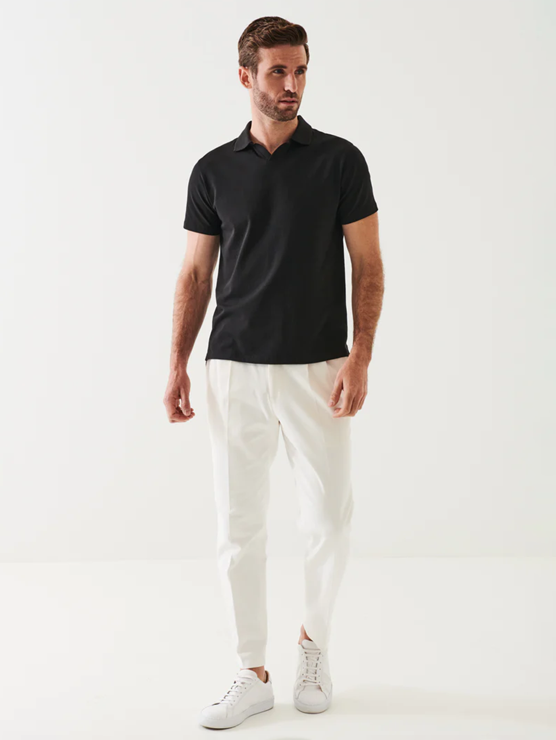 Stylish Iconic Open Polo Shirt for Men - Classic Black Cotton Casual Wear - Perfect for Office, Golf & Summer Outings