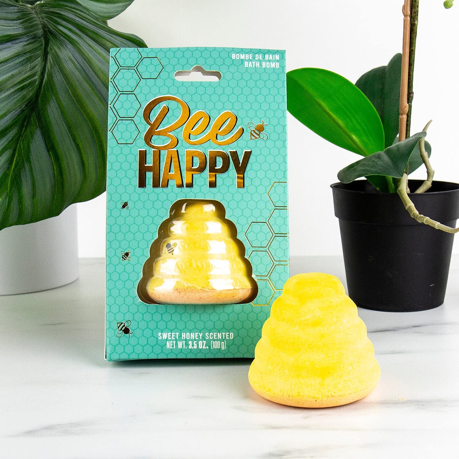 Bee Happy Bath Bomb - Sweet Honey Scented Relaxing Bath Soak for Stress Relief & Self Care | Perfect for Spa Nights, Gifts & Aromatherapy