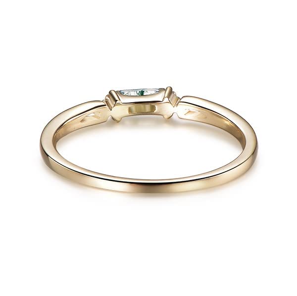 Natural Moss Agate & CZ Diamond Baguette Ring - Sterling Silver Wedding Band, Promise Ring for Women | Perfect for Engagement, Anniversary & Romantic Gifts