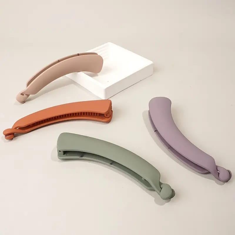 Adornish 4 Pack Banana Hair Clips for Women with Thin Hair - Strong Hold No Slip Large Ponytail Clips (4.3 Inch) - Matte Finish Fashion Hair Clamps for Girls & Ladies - Perfect for Work, Gym and Everyday Styling