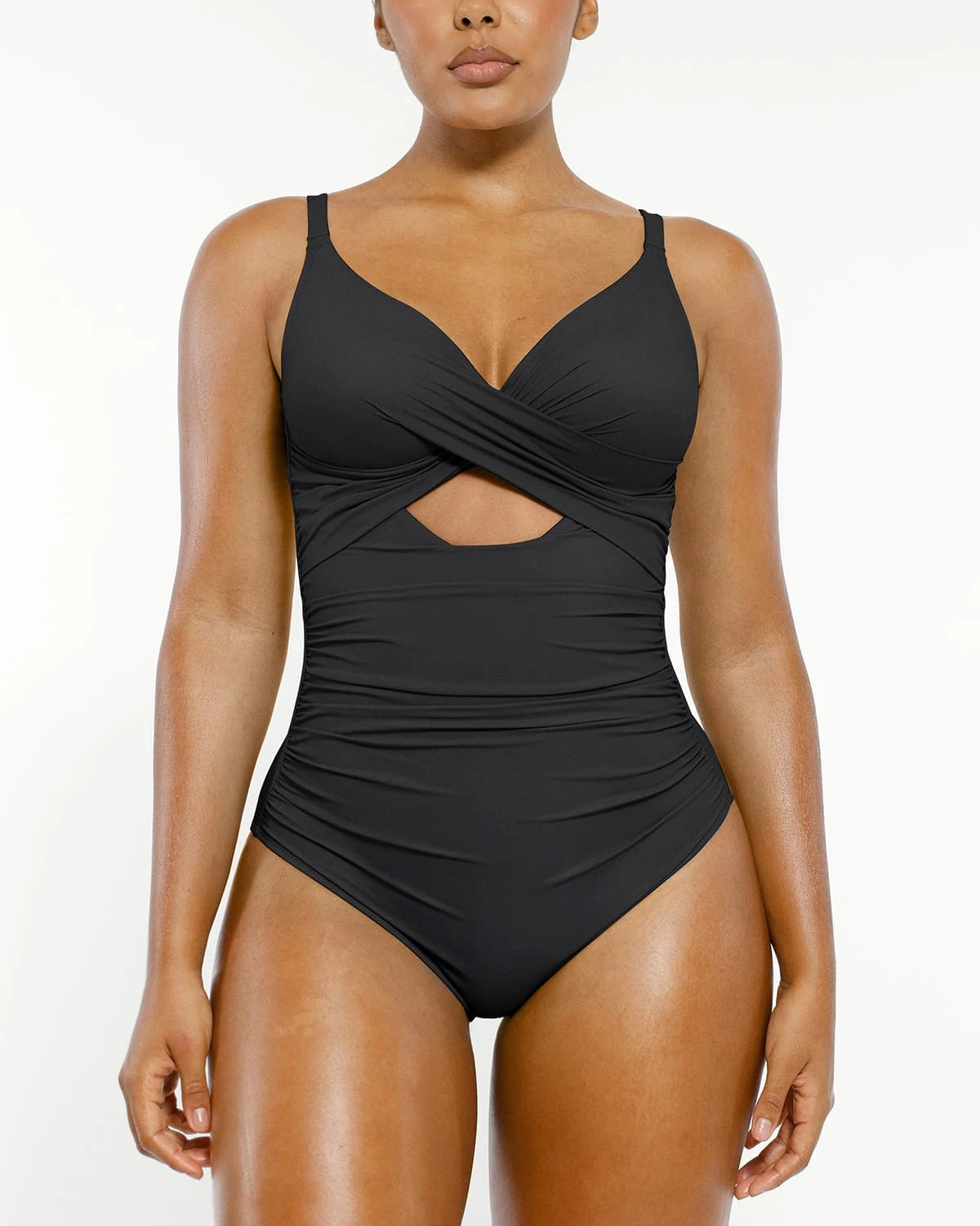 Smart Sculpt Ribbed Cutout Front Shaping Swimsuit - Sexy One Piece Bathing Suit for Women, Perfect for Beach, Pool & Summer Vacations