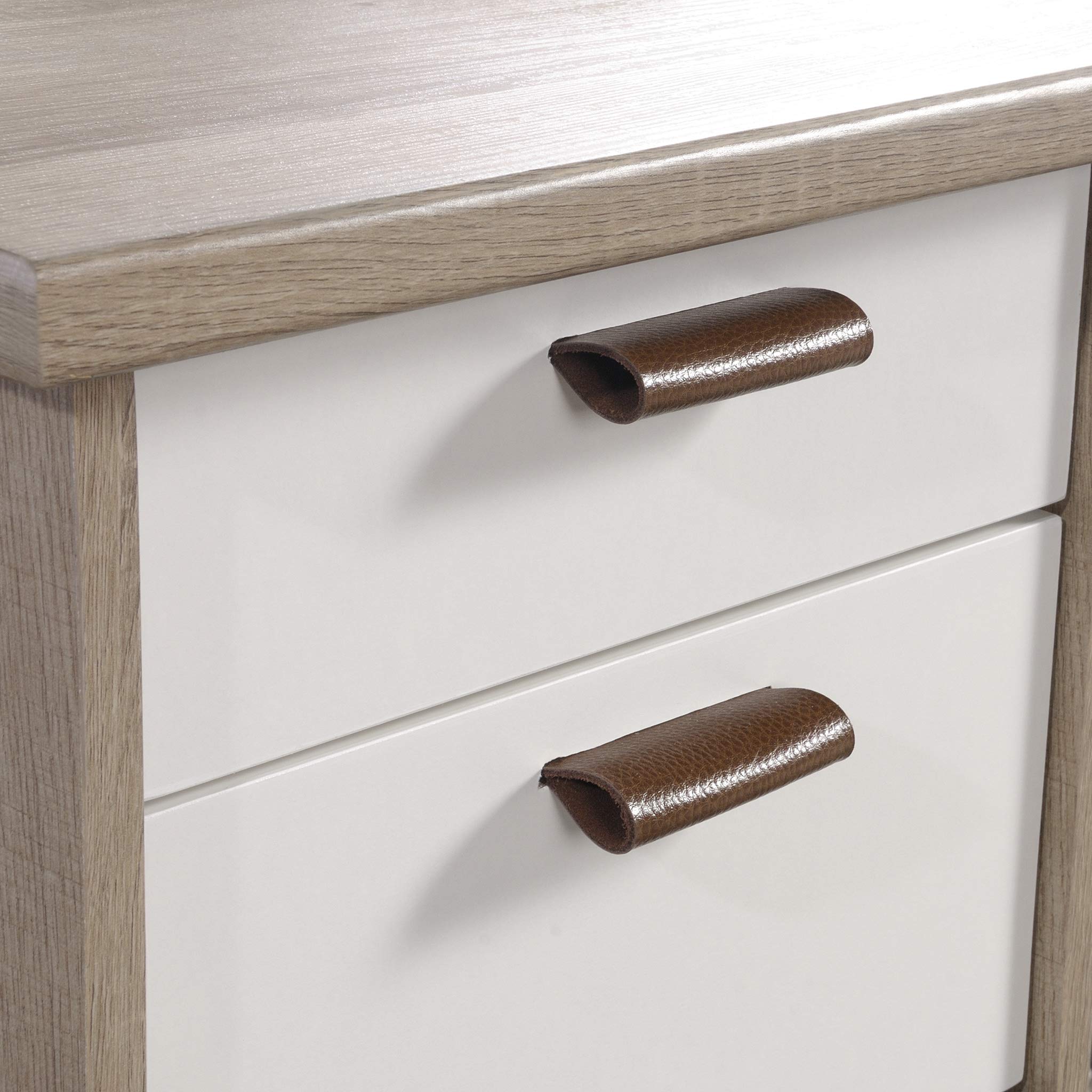 Sauder Anda Norr Executive Desk - Sky Oak Finish - Modern Office Desk for Home & Business Workspaces