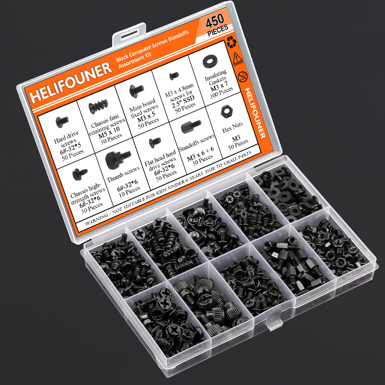 450-Piece Computer Standoffs & Screws Assortment Kit - Compatible with 2.5