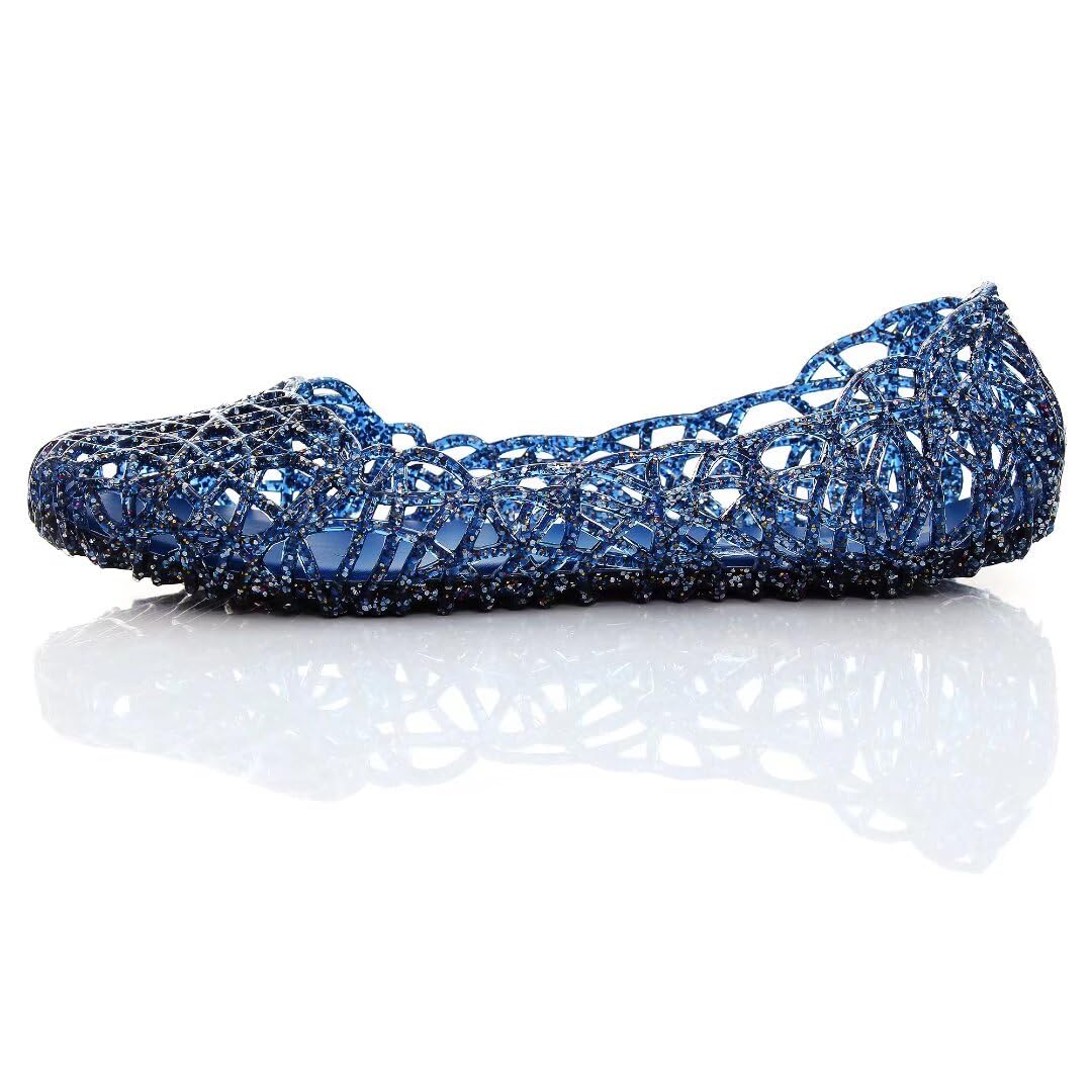 Stunning Women's Jelly Sandals Slip On Crystal Clear Beach Shoes - Soft Hollow Ballet Flats for Summer, Pool, Vacation & Outdoor Activities