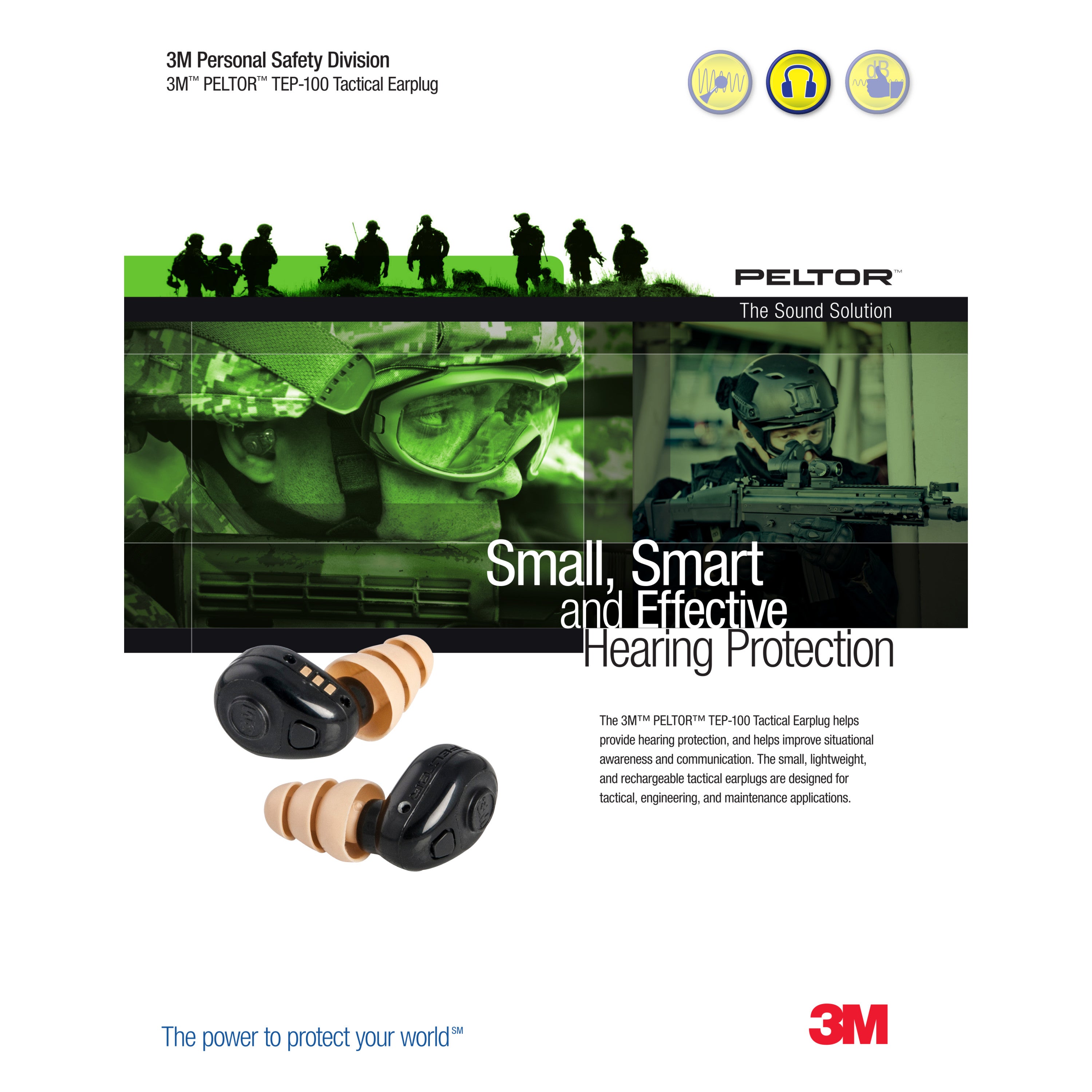 Peltor TEP 100 Tactical Hearing Protection Earbuds - Noise Cancelling & Communication Headset for Shooting, Hunting & Outdoor Activities