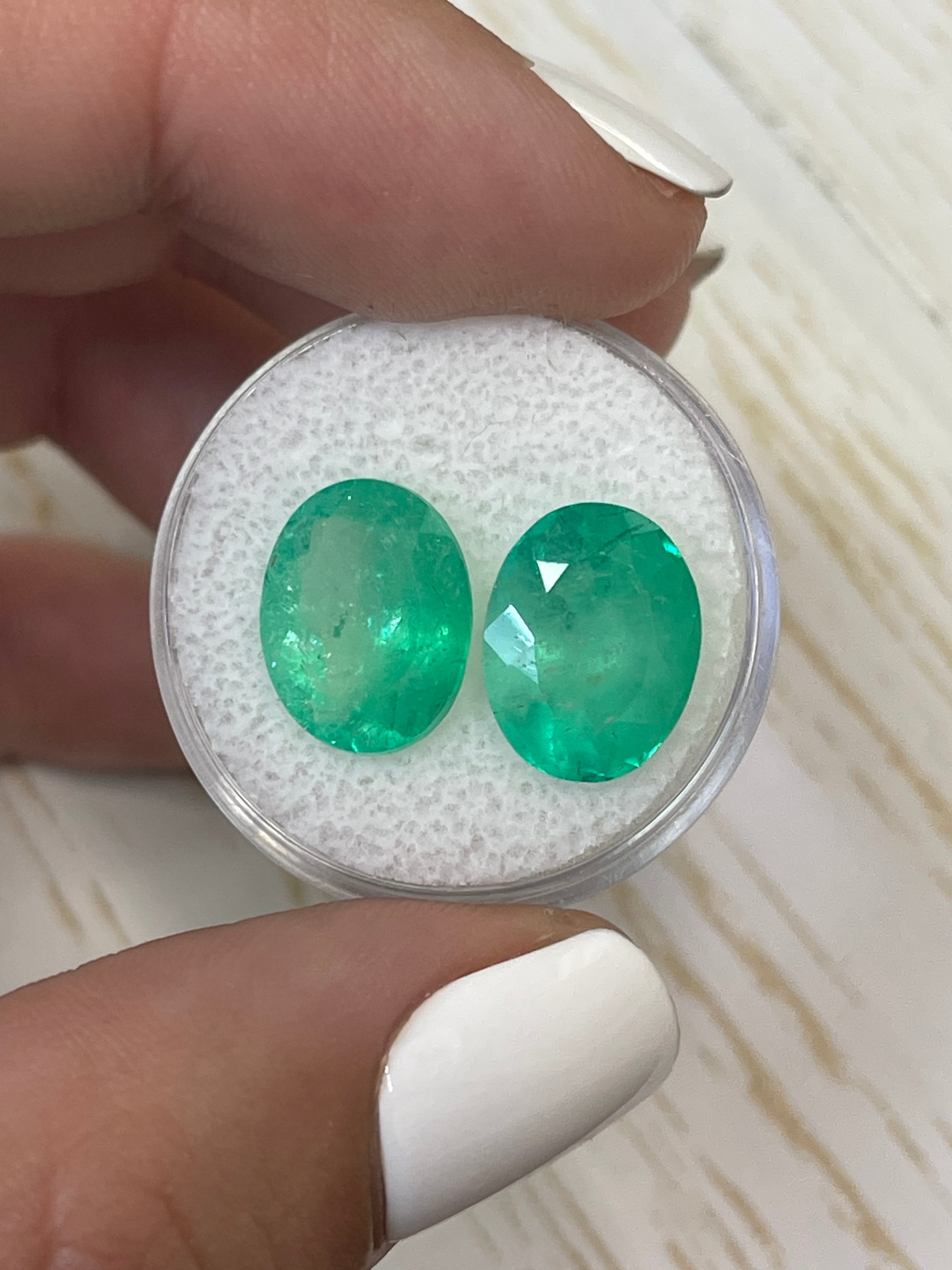 13x10 Oval Cut Colombian Loose Emeralds - 9.81tcw Matching Pair for Jewelry Making, Engagement Rings & Luxury Gifts
