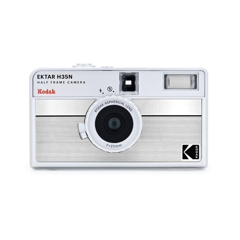 Kodak Ektar H35N Reusable Half Frame Film Camera - Striped Silver | Vintage Style 35mm Film Photography for Travel, Street & Everyday Shooting