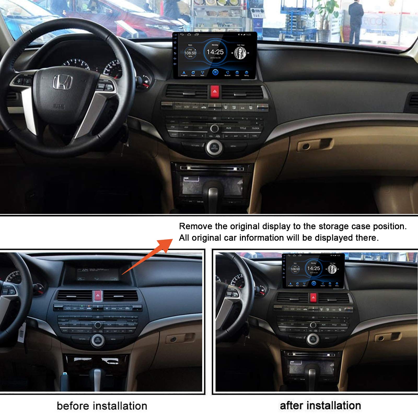 2008-2011 Honda Accord Android 10.1 Car Stereo with Built-in Apple CarPlay & Android Auto, 10.1