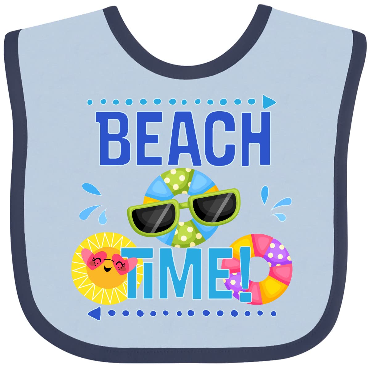Inktastic Beach Time Summer Vacation Trip Baby Bib - Soft Cotton Drool Bib for Infants & Toddlers - Perfect for Beach Outings, Travel, and Summer Adventures