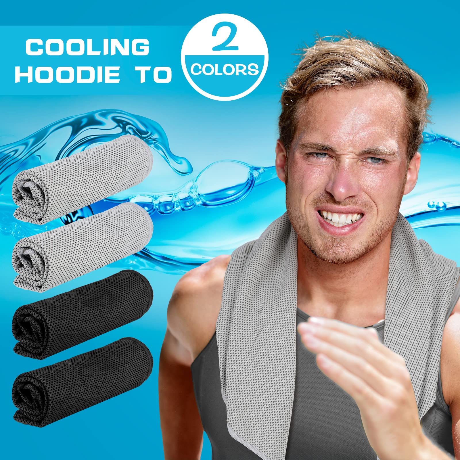 Bencailor 4-Pack Cooling Hoodie Towels - UPF 50 UV Protection Neck & Face Cooling Towel for Sports, Workouts, Hiking & Outdoor Activities | Stay Cool During Exercise, Gardening & Summer Heat