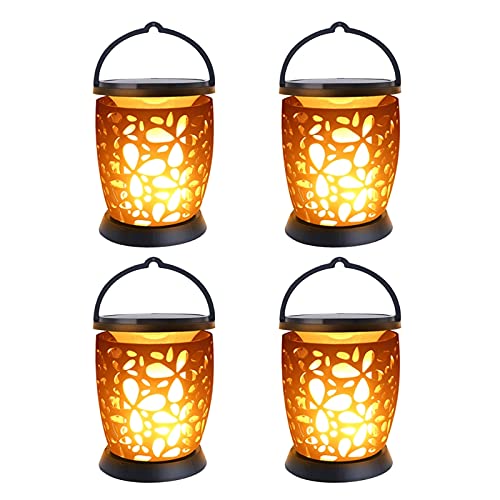 96 LED Solar Powered Hanging Lanterns - Waterproof Outdoor Flickering Flame Decorative Lights with ABS Construction for Garden, Patio, Pathway & Shepherd Hook Lighting