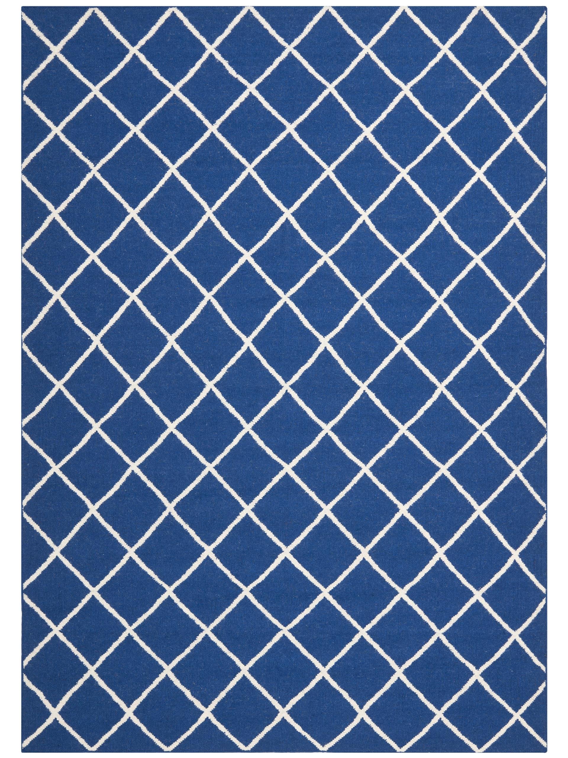 Safavieh Dhurries Dark Blue Area Rug 8' x 10' - Handmade Vintage Style Rug for Living Room, Bedroom & Home Decor