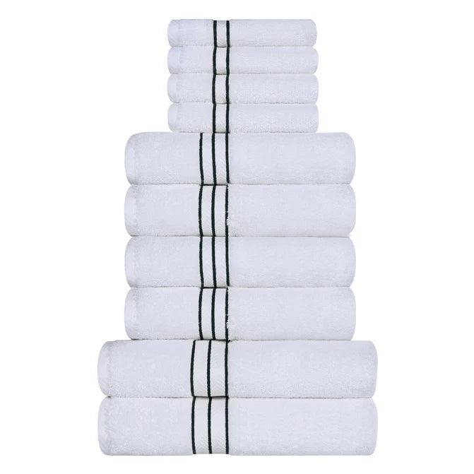 Premium Ultra Plush Turkish Cotton Bath Towel Set - 10 Piece Highly Absorbent Luxury Towels for Bathroom, Spa & Beach Use - Soft & Quick-Drying Solid Color Collection