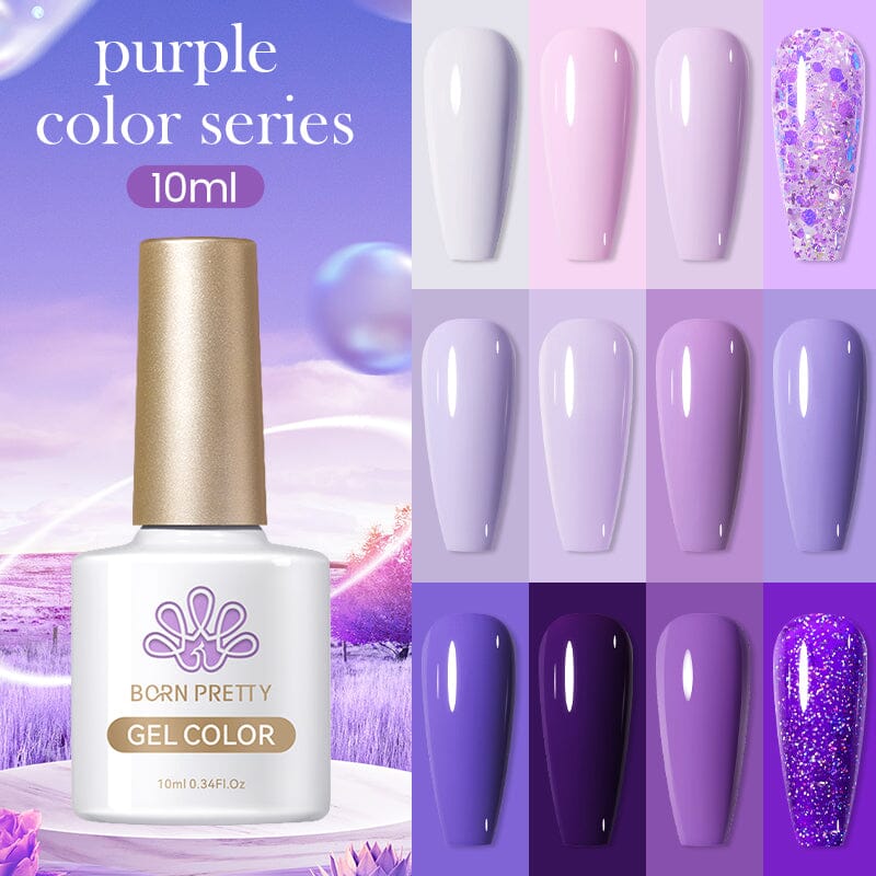 Purple Series Gel Nail Polish 10ml - Long-Lasting UV/LED Soak Off Gel for Manicures & Pedicures - Perfect for Nail Salons & DIY Home Nail Art