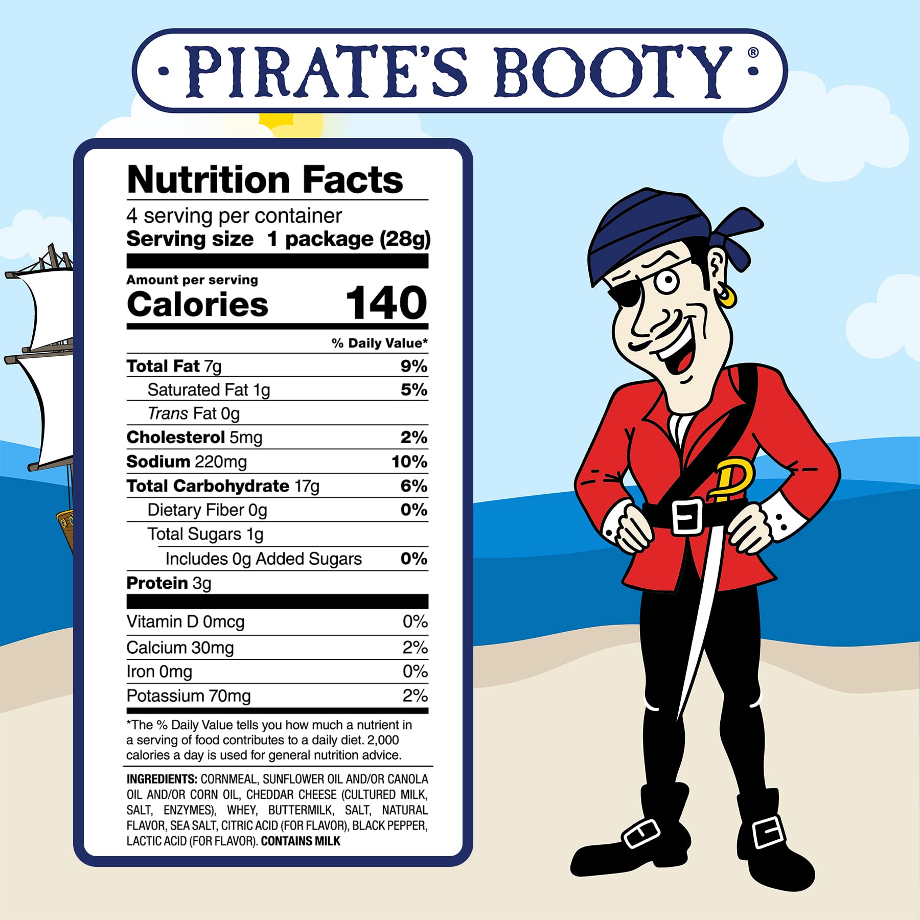 Pirate's Booty Aged White Cheddar Cheese Puffs - Gluten Free Kids Snacks, 4oz (12 Pack) - Perfect for School Lunches, Movie Nights & Healthy On-the-Go Snacking