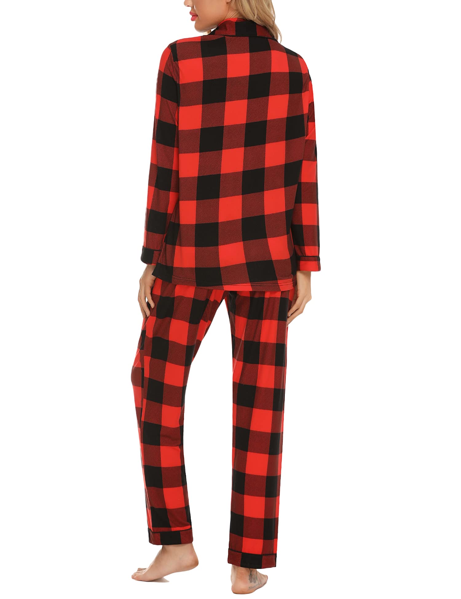 Leikar Women's Soft Button-Up Pajama Set - Long Sleeve Shirt & Lounge Pants | Cozy Sleepwear for Relaxing at Home & Overnight Stays