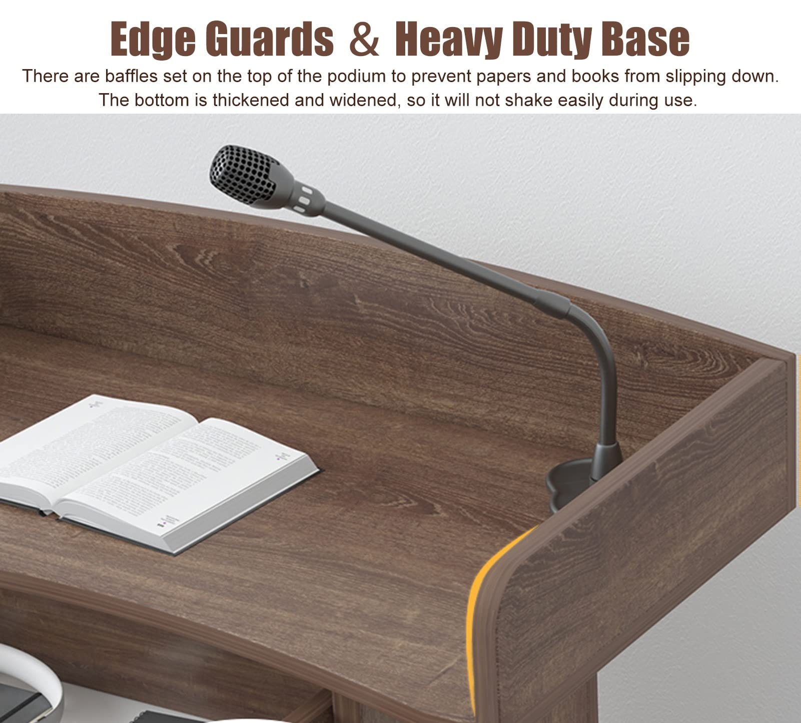 Wooden Lectern Podium Stand - Heavy Duty Floor Standing Pulpit for Church, School, Office & Restaurant - Compact Design with Drawer - 120cm Height - Perfect for Speeches, Presentations & Ceremonies