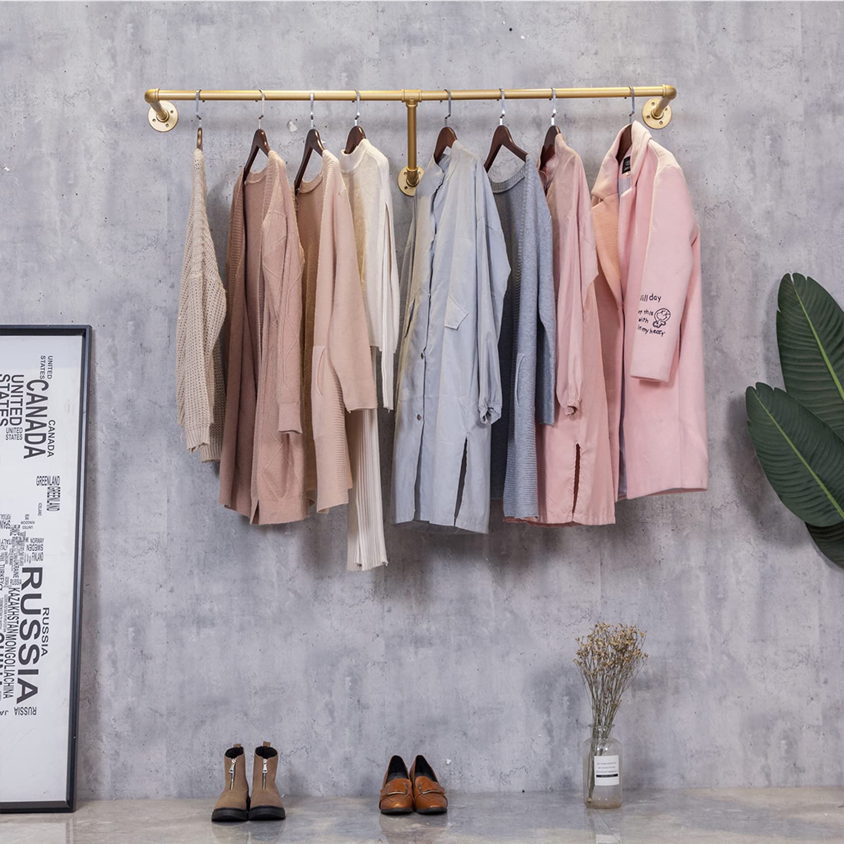 Vintage Industrial Pipe Wall Mounted Towel & Clothing Rack - 47