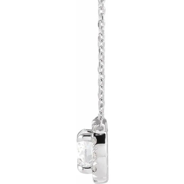 0.5 Carat Natural Diamond Halo Pendant Necklace - 14K White Gold Solitaire Pendant for Women - Perfect for Anniversary, Birthday & Valentine's Day Gifts