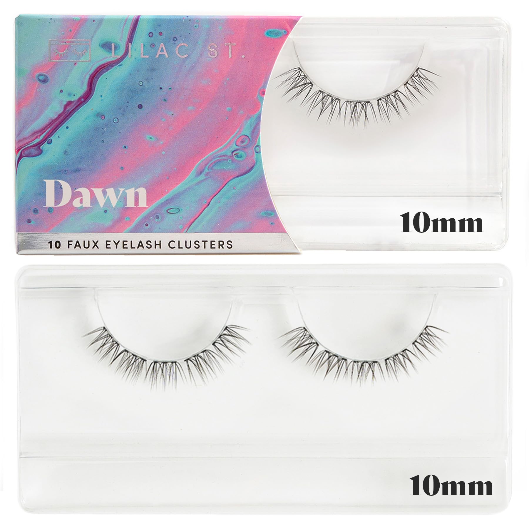 Natural Faux Eyelash Clusters 10mm - Lightweight DIY Lash Extensions for No Makeup Look - Cruelty Free & Vegan Lashes That Last 10 Days - Perfect for Everyday Wear, Date Nights & Special Occasions - 10 Lashes per Pack
