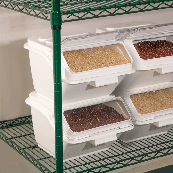 Winco 2 Gallon White Ingredient Bin with Scoop - Food Storage Container for Bulk Dry Goods, Flour, Sugar, Rice - Perfect for Commercial Kitchens, Bakeries & Pantry Organization