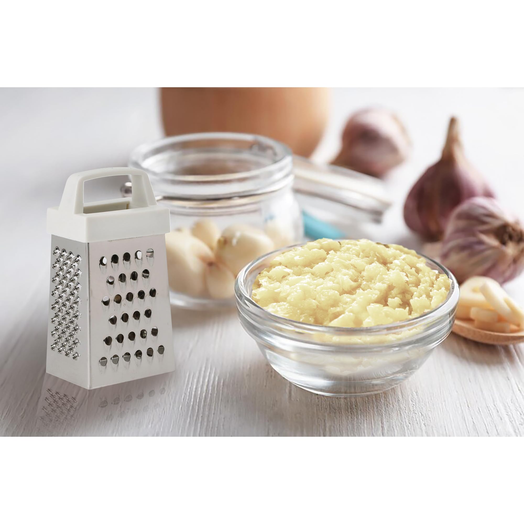 Premium Stainless Steel Mini Garlic Grater & Slicer Set of 2 - Effortless Garlic Chopping for Cooking, Baking & Meal Prep - Perfect for Kitchens, Restaurants & Camping