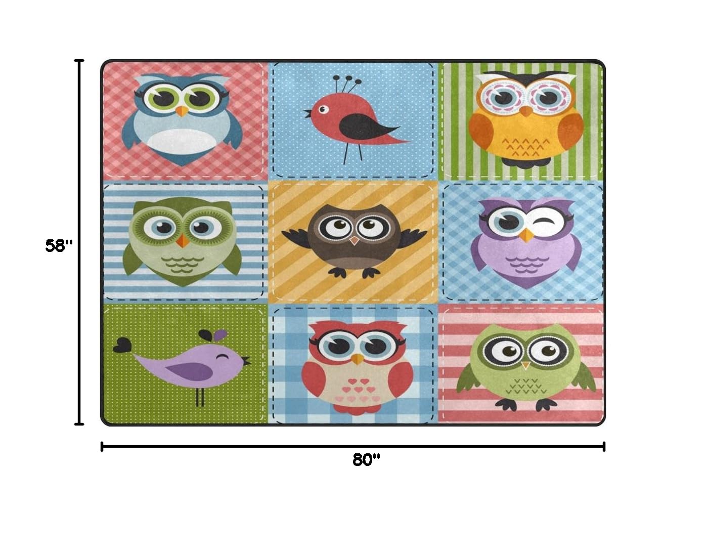 ALAZA Cartoon Happy Owl Non-Slip Area Rug 7' x 5' - Soft Kids Nursery Rug for Living Room, Bedroom & Playroom - Perfect for Home Decor, Children's Room and Cozy Spaces