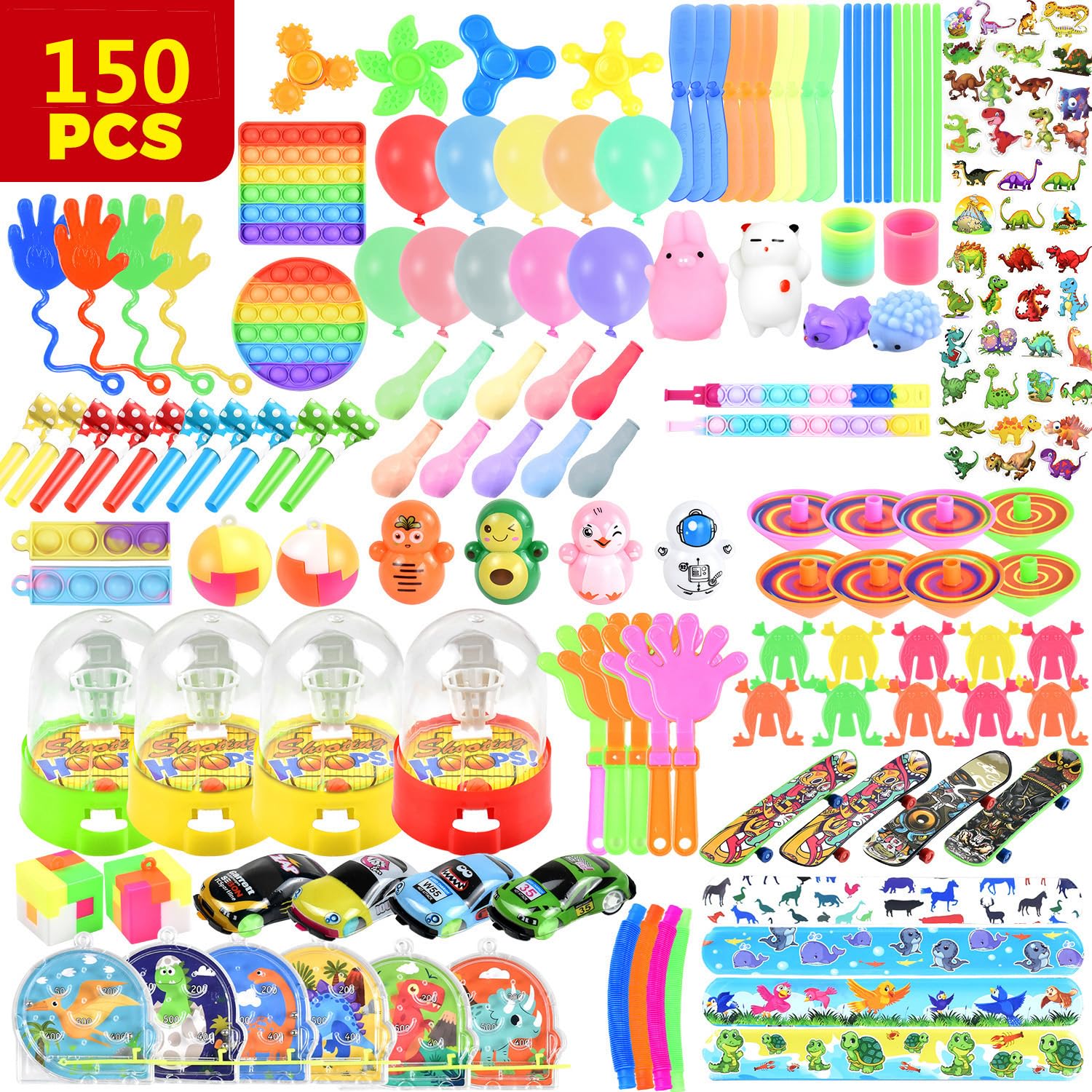 150 pcs Kids Party Favors Bulk - Pinata Stuffers, Goodie Bag Fillers, Treasure Box Prizes for Birthday Parties, Classroom Rewards & Fidget Toys | Perfect for Birthdays, School Events & Party Games