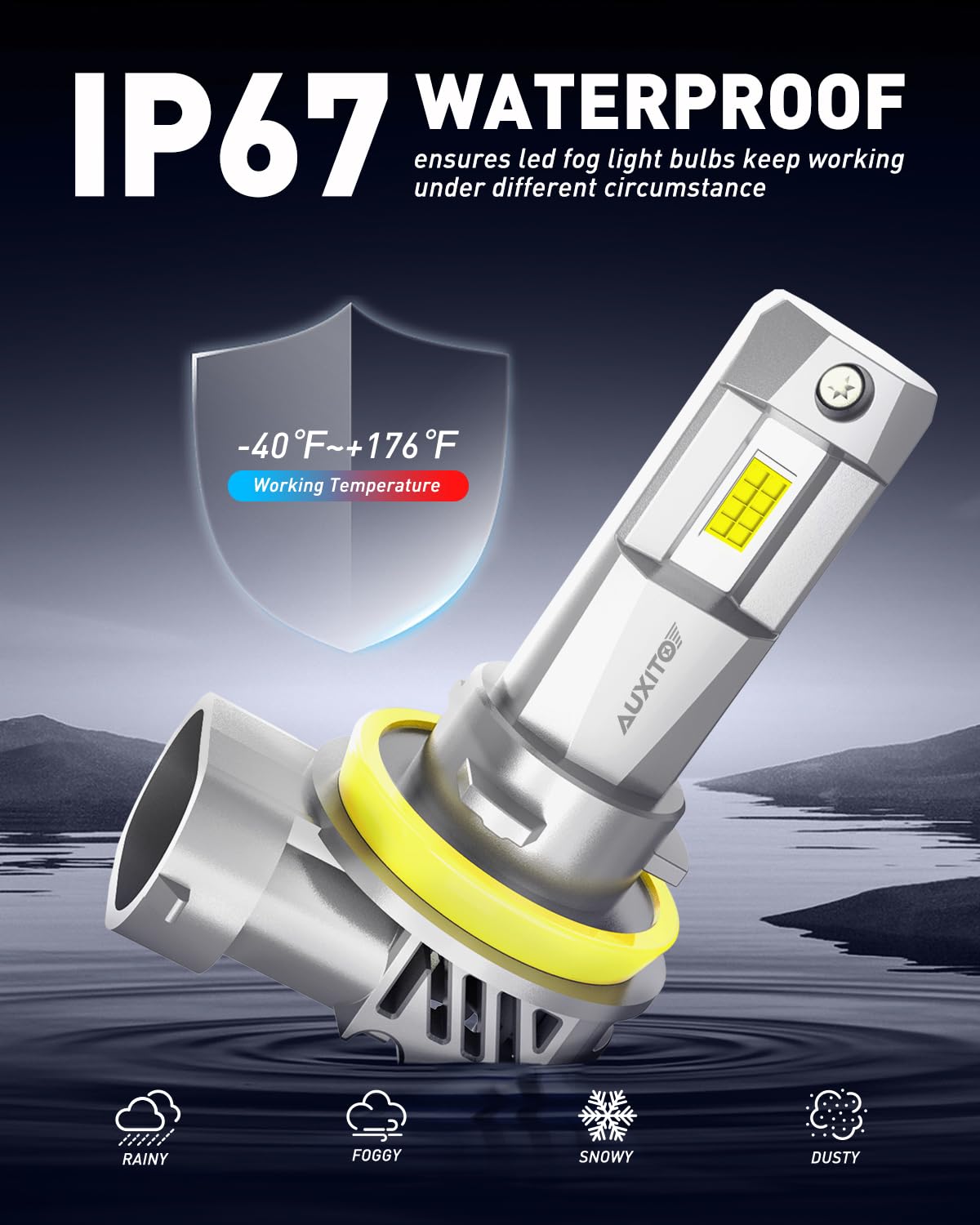 AUXITO H11/H8/H9 LED Bulbs 25000LM 800% Brighter 6500K Cool White - Mini Size Halogen Replacement Bulbs with Fan Cooling, Plug and Play - 2 Pack for Cars, Trucks, SUVs, Motorcycles - Perfect for Night Driving and Off-Road Adventures