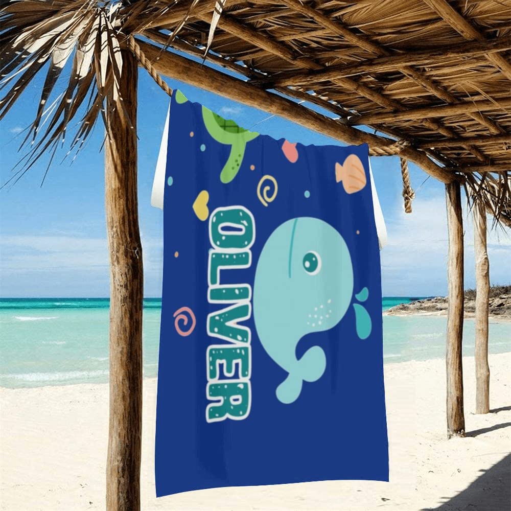 Custom Personalized Beach Towel with Name - Soft Bath & Pool Towel for Women, Men, Kids, Boys & Girls | Perfect Summer Gift for Vacation, Swimming, Beach Trips & Outdoor Activities