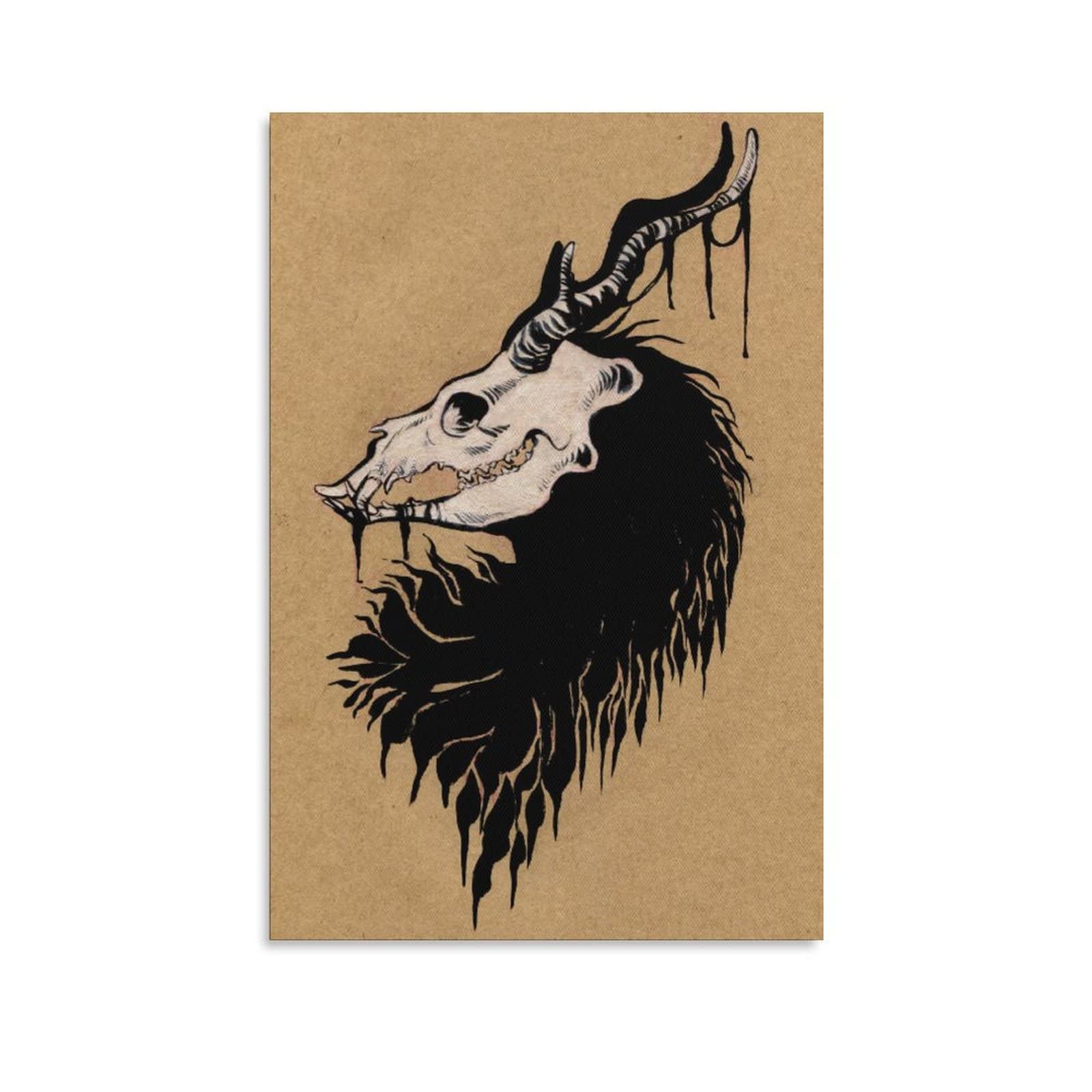 Demon Wendigo Canvas Wall Art Print - 8x12 Inches (20x30cm) Gothic Horror Decor for Bedroom, Living Room & Office - Perfect Gift for Horror Fans & Halloween Home Decoration