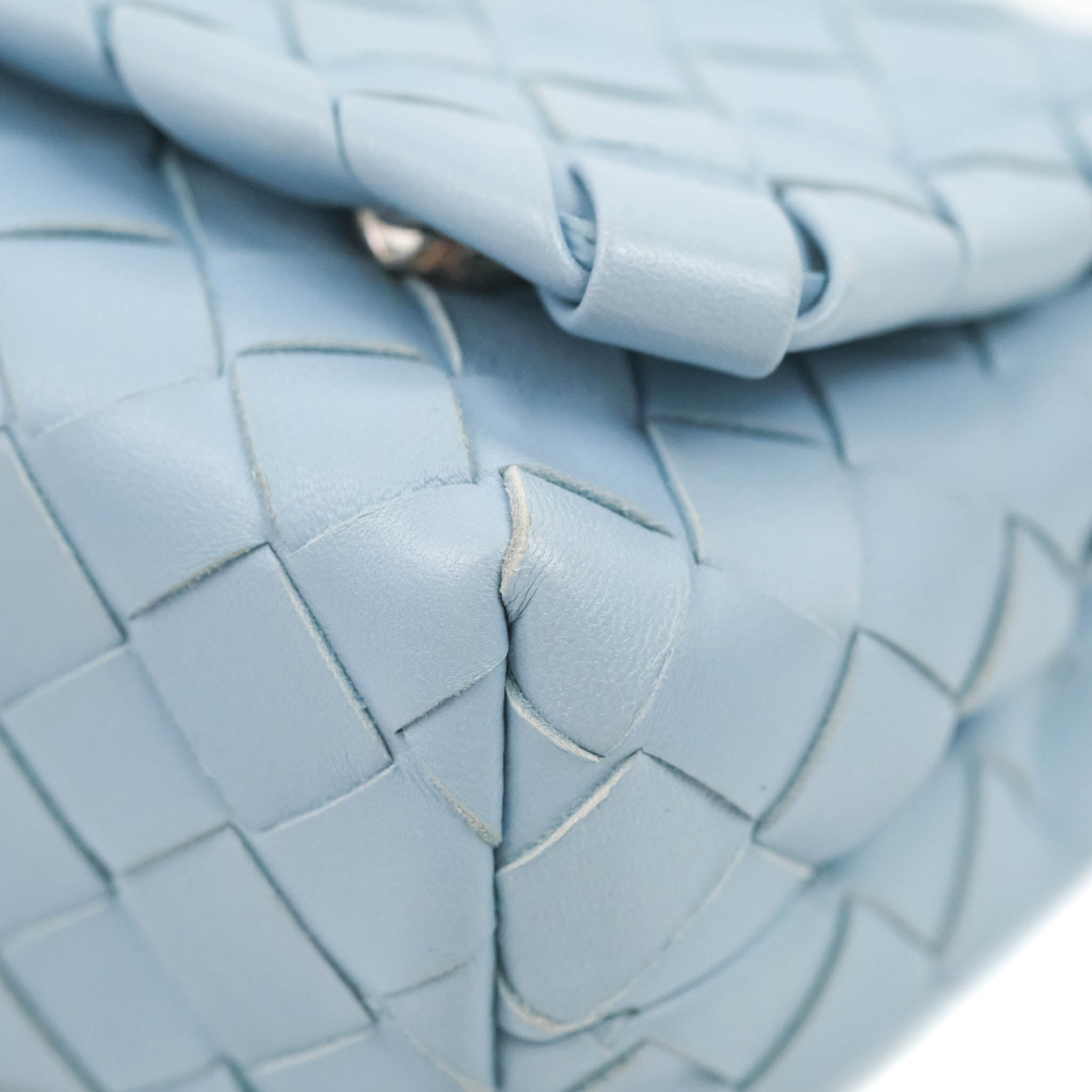 Bottega Veneta Intrecciato Mini Crossbody Bag in Light Blue | Luxury Leather Handbag for Women | Perfect for Everyday Use, Travel & Special Occasions