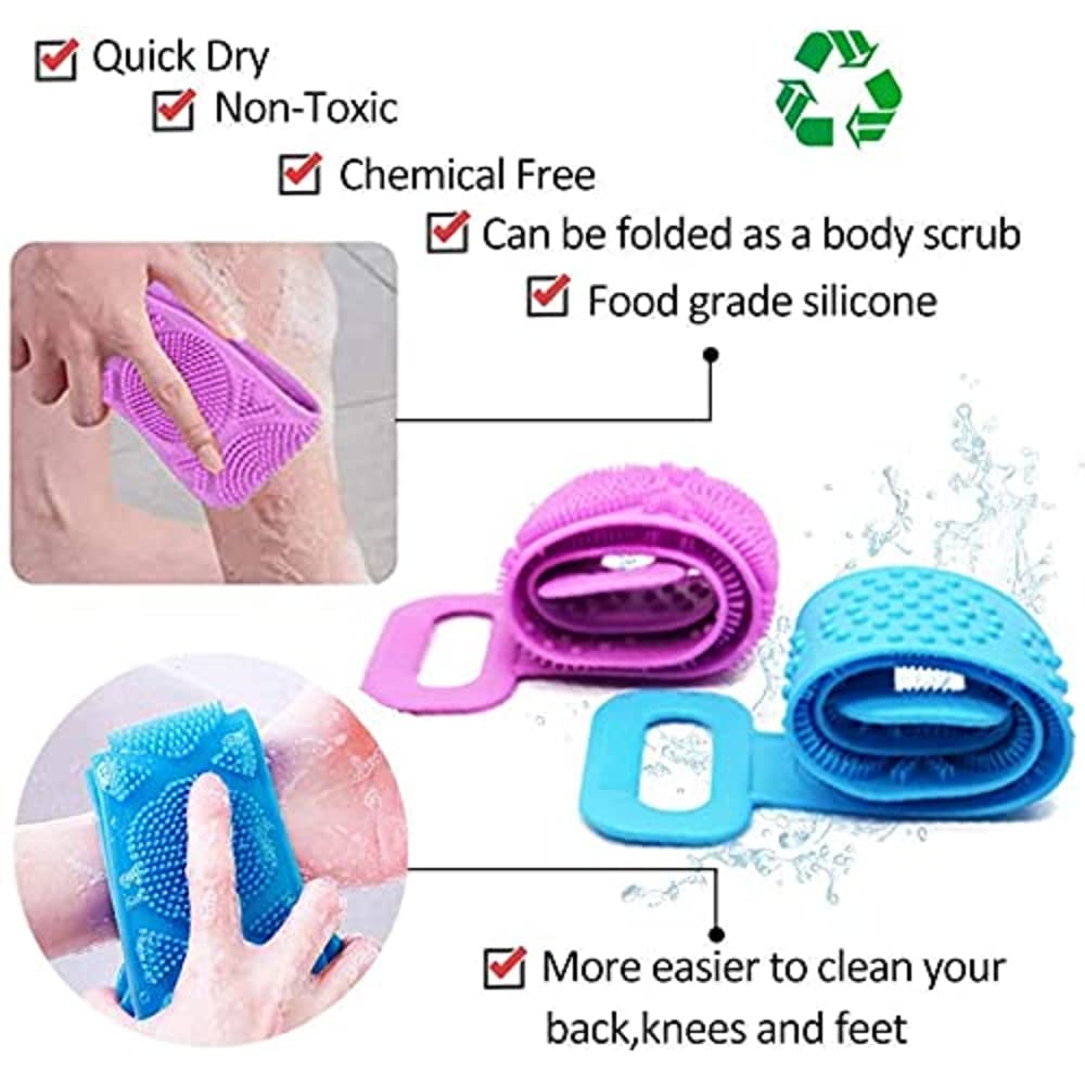 Premium Silicone Body Scrubber - Dual-Sided Exfoliating Bath Brush for Deep Skin Cleansing & Massage - Dead Skin Cell Remover - Ideal for Shower, Spa & Dry Brushing Therapy