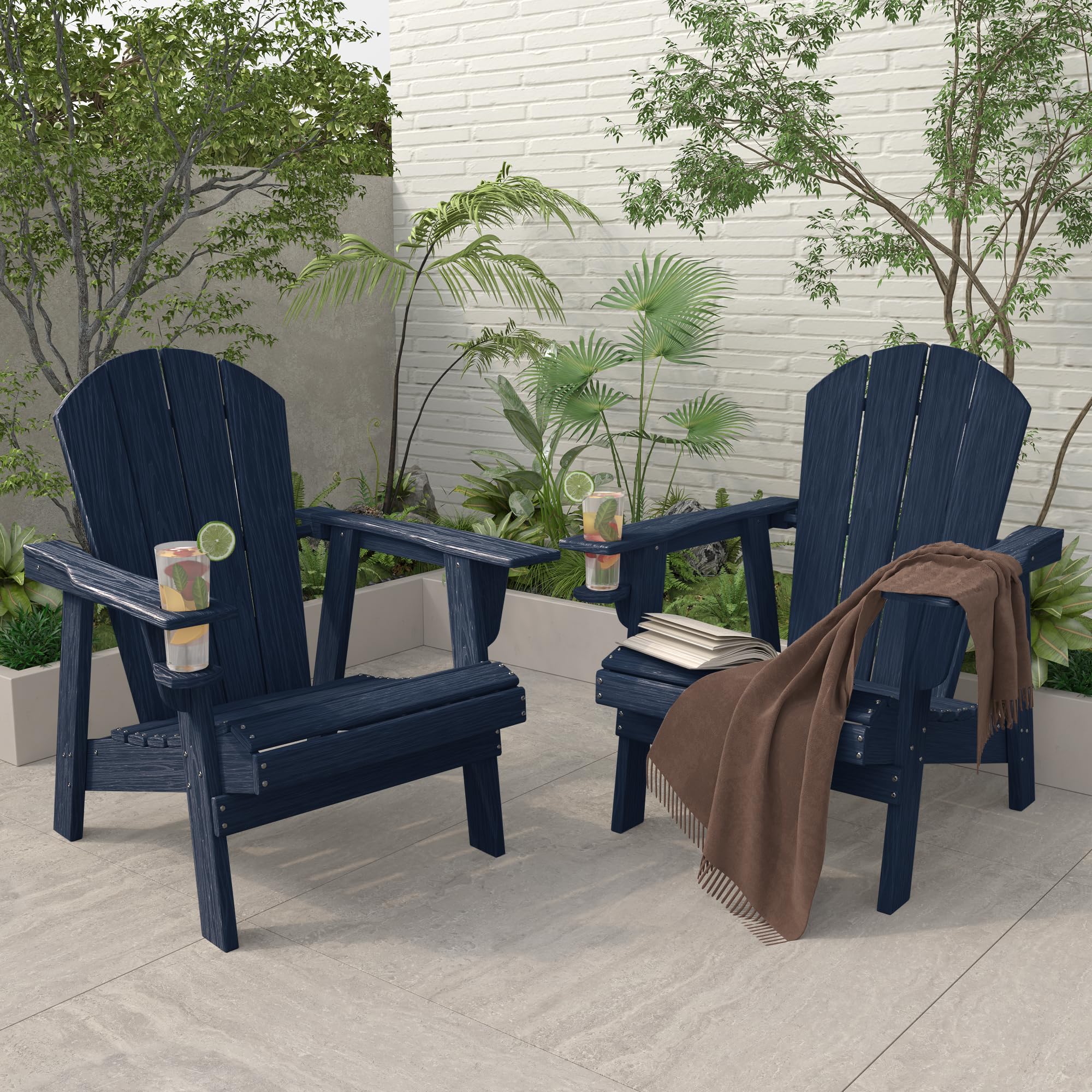 **Premium HDPE All-Weather Adirondack Chairs – Durable Outdoor Fire Pit Seating in Navy Blue – Perfect for Patio, Garden & Backyard Relaxation**