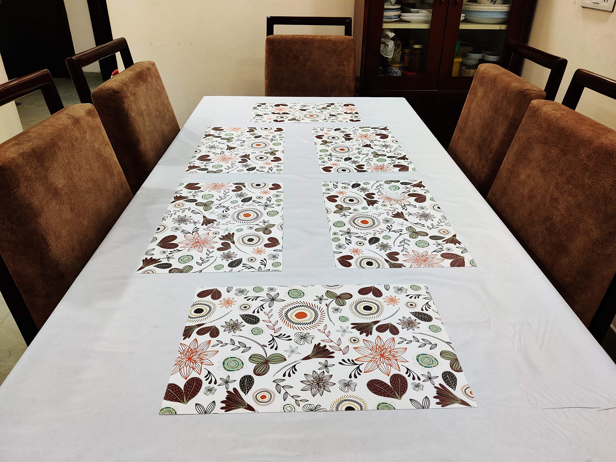 Premium PVC Multicolor Dining Table Mats Set of 8 - Waterproof, Non-Slip, Heat Resistant Placemats for Kitchen, Dining Room, Office & Outdoor Use