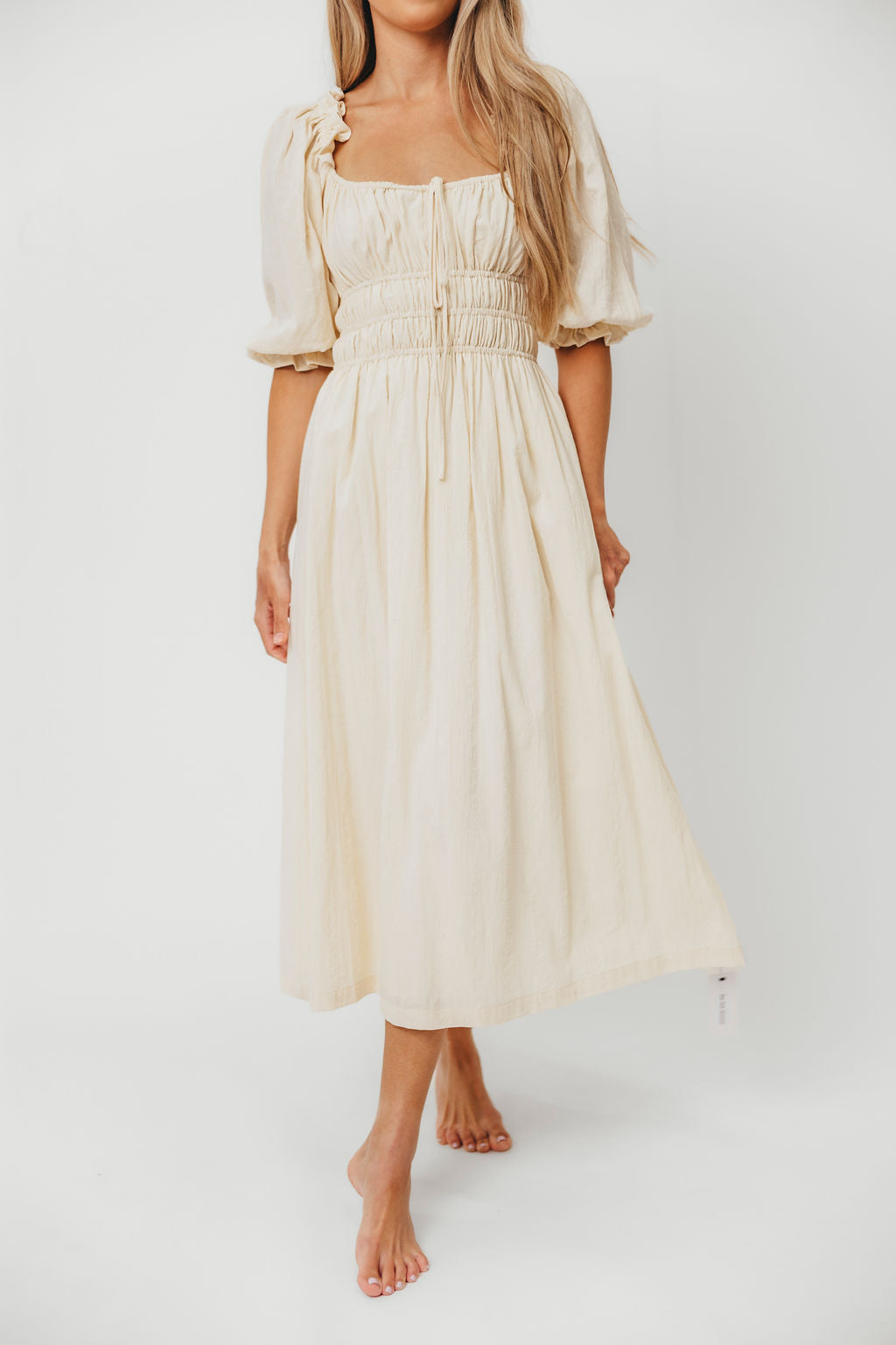 Elegant Cream Midi Dress for Women | Flattering Darling Style | Perfect for Weddings, Parties & Date Nights
