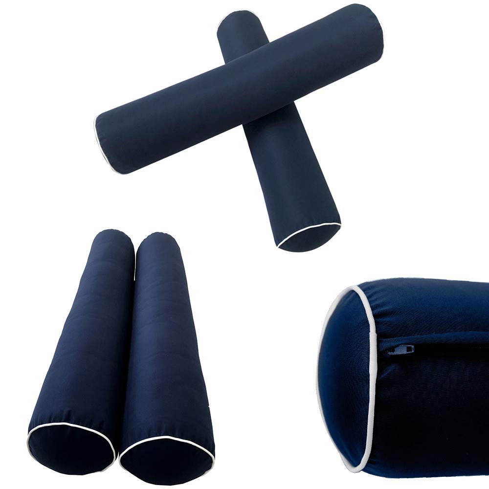 Prolinemax Style1 Queen Size 5-Piece Outdoor Daybed Set with Contrast Piping - Includes Mattress, Cushions & Bolster Pillows for Patio, Poolside or Garden Relaxation AD101