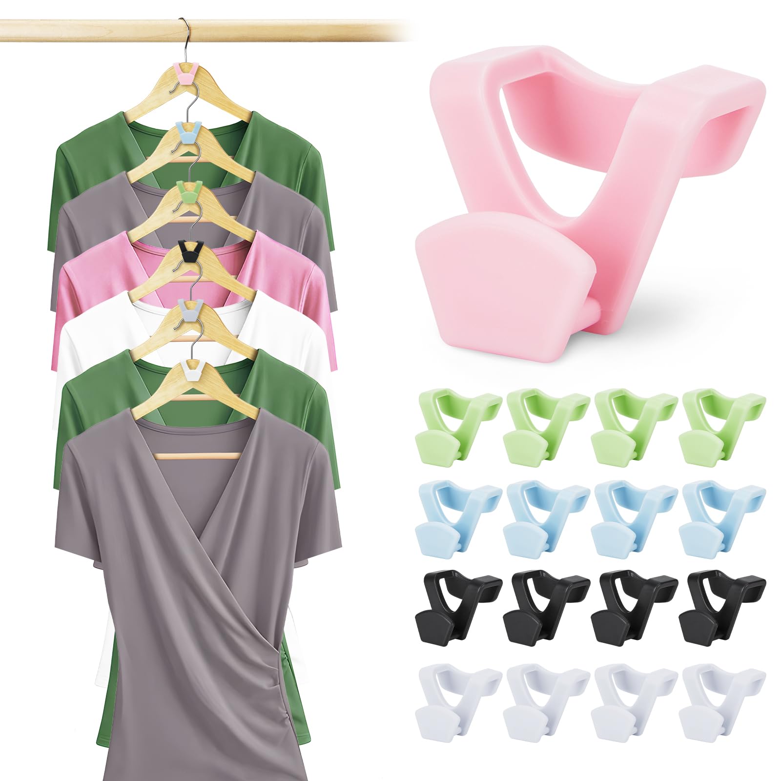 Smartor 60-Pack Space Saving Closet Organizers - Dorm Room Essentials with Clothes Hanger Connector Hooks for College Students | Perfect for Small Closets, Shared Dorms & Teen Girls' Room Organization