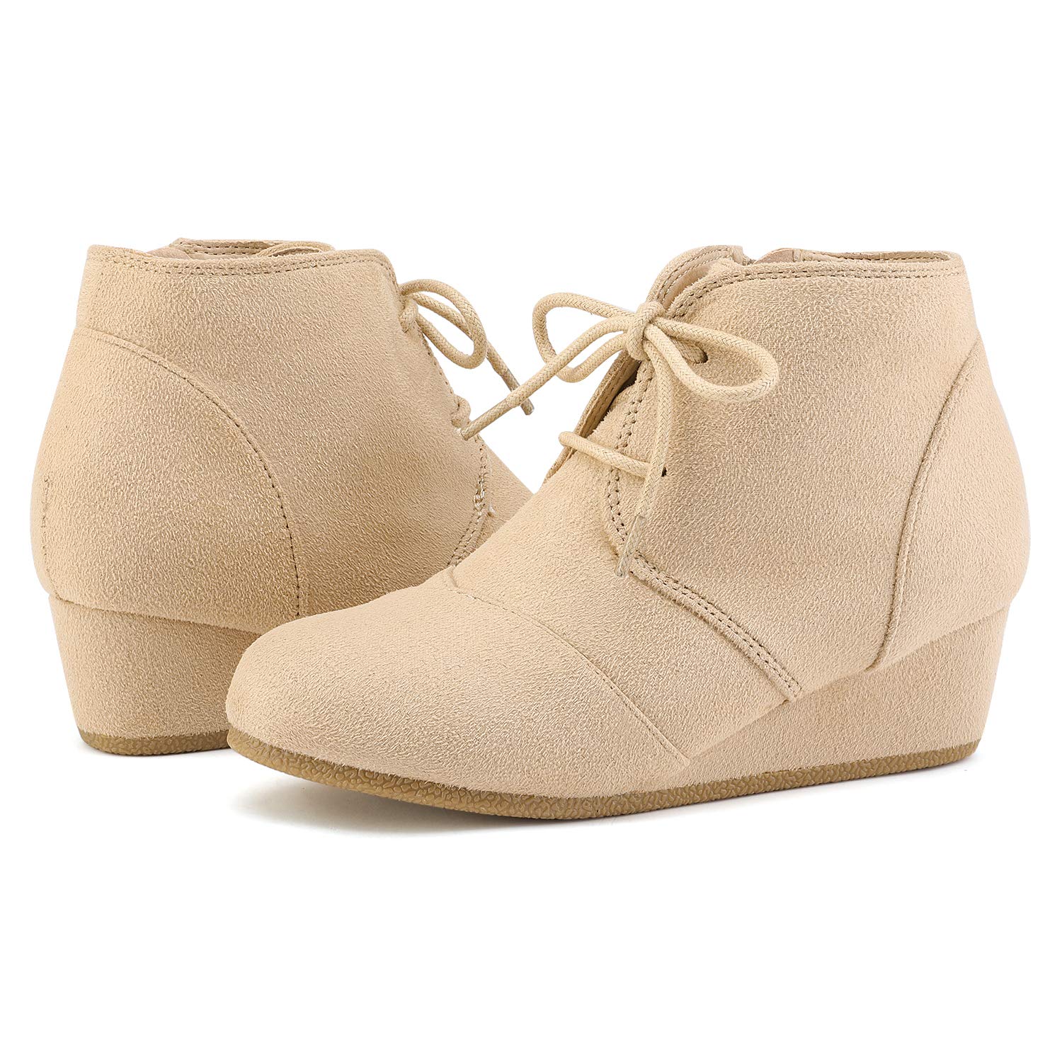 DREAM PAIRS Girls Low Wedge Heel Booties with Side Zipper - Ankle Boots for Toddler, Little Kid & Big Kid | Comfortable School Shoes, Casual Winter Boots for Girls