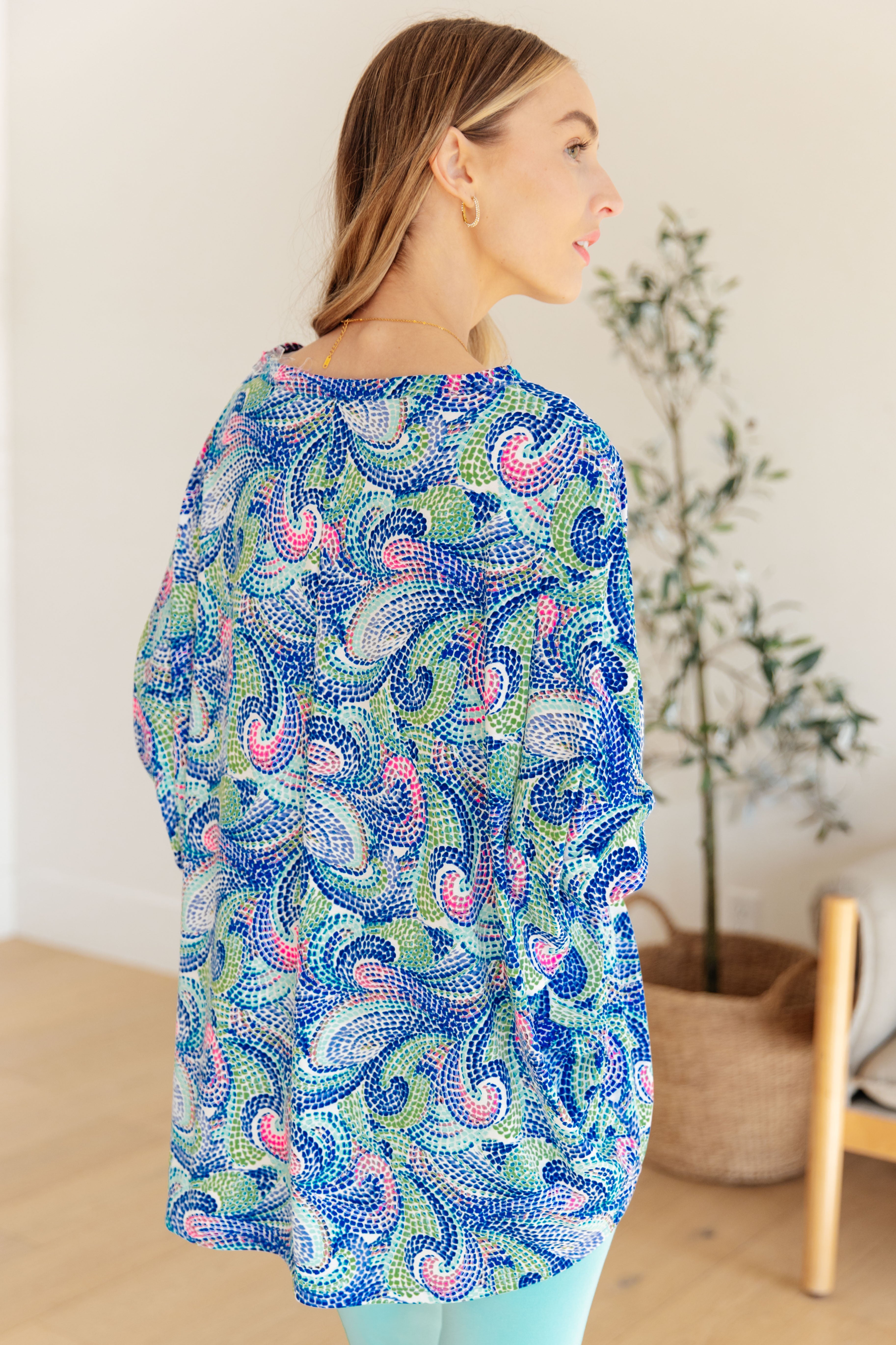 Essential Blouse in Painted Blue Mix - Women's Casual & Office Wear - Perfect for Work, Date Night & Everyday Outfits