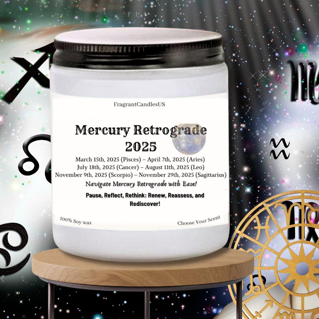 2025 Mercury Retrograde Protection Candle - Sage Lavender Scented Soy Wax Candle for Spiritual Cleansing & Positive Energy | Astrology Gifts, Meditation, Home Decor