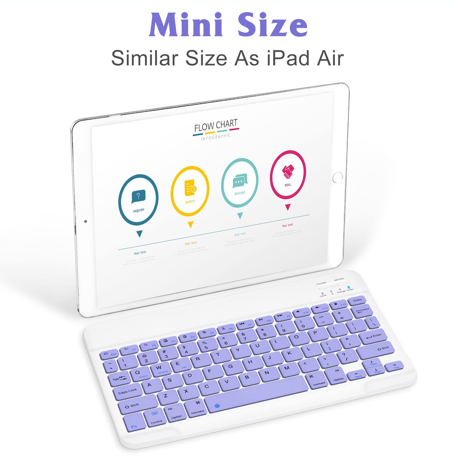 Rechargeable Bluetooth Keyboard and Mouse Combo - Ultra Slim Full-Size Wireless Keyboard with Ergonomic Mouse for Mac, iPad, Tablet, PC, Laptop - Compatible with Tecno Camon 16S - Violet Purple - Perfect for Office Work, Gaming, and Remote Learning