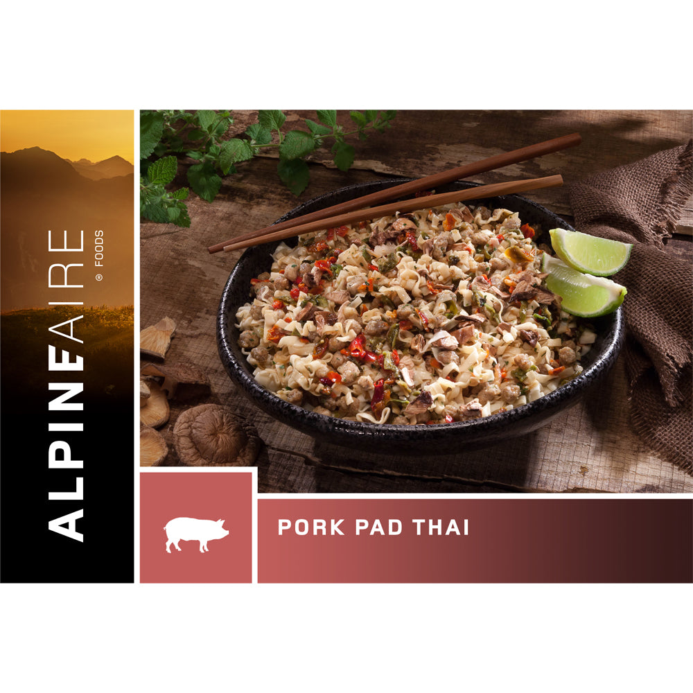 Alpine Aire Pork Pad Thai - Freeze Dried Backpacking & Camping Meal - High Protein, Easy Prep Outdoor Food for Hiking, Emergency & Survival