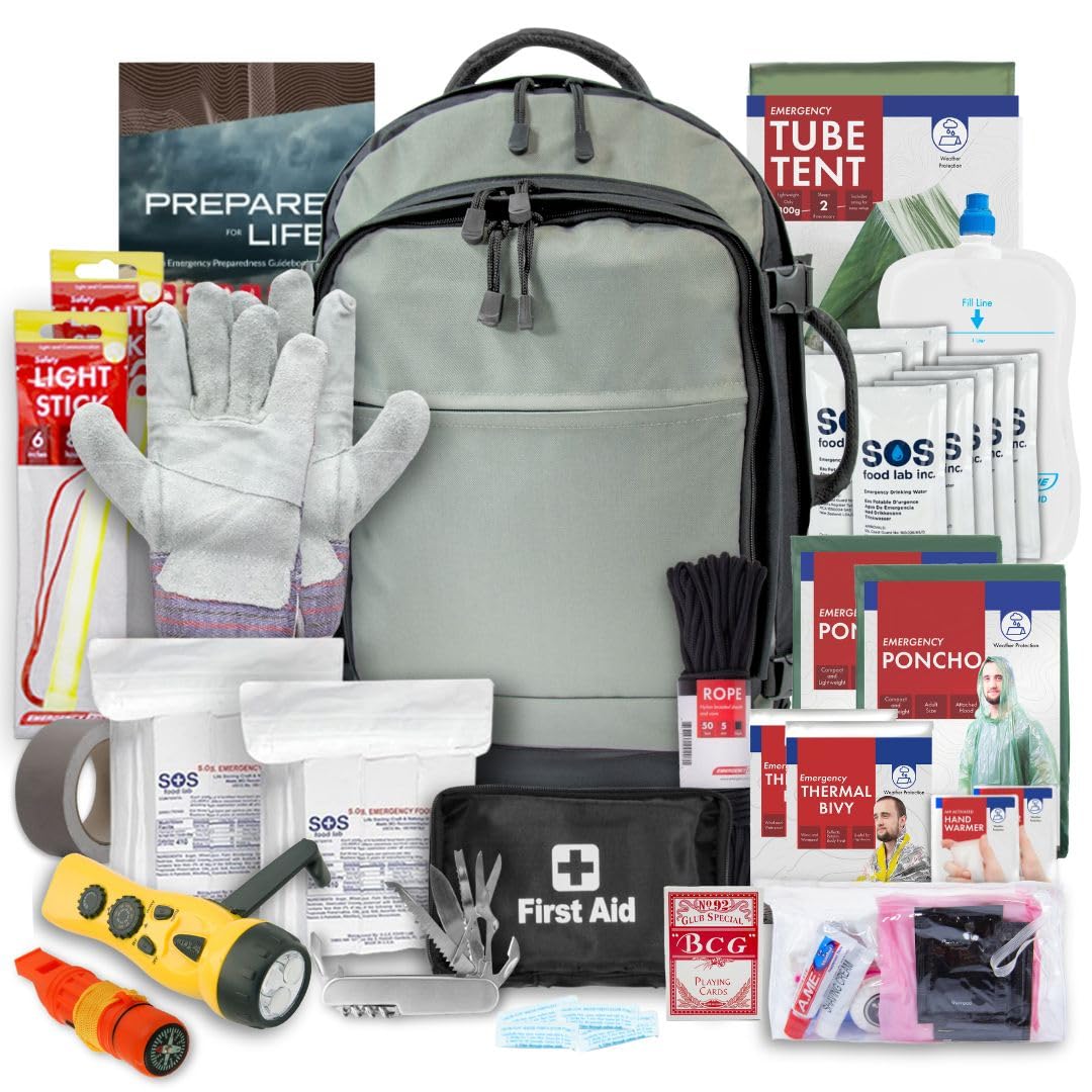 6-Person Emergency Survival Kit - Urban Bug Out Bag with Disaster Supplies for Wildfires, Hurricanes & Civil Unrest | Portable Go Bag for Camping, Hiking & Outdoor Adventures