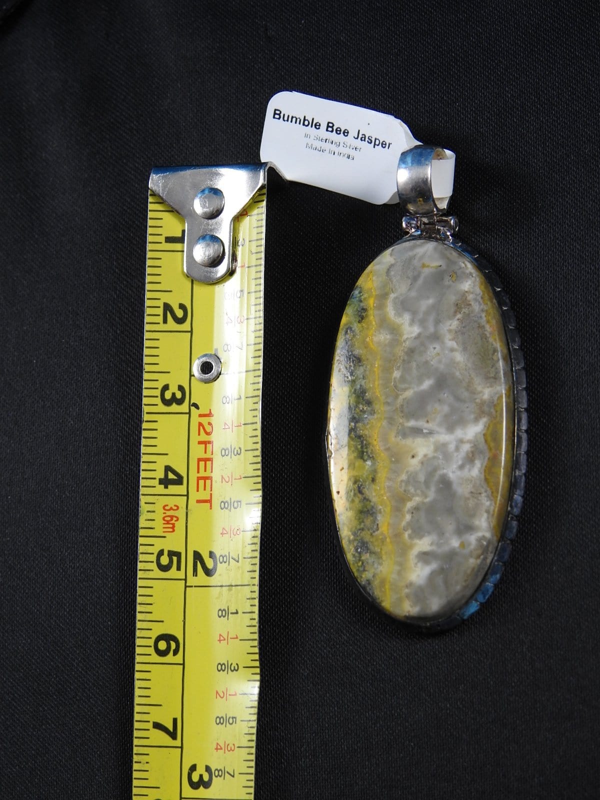 Bumblebee Jasper Sterling Silver Pendant Necklace - Oval Gemstone Jewelry for Women - Perfect for Everyday Wear & Gift Giving